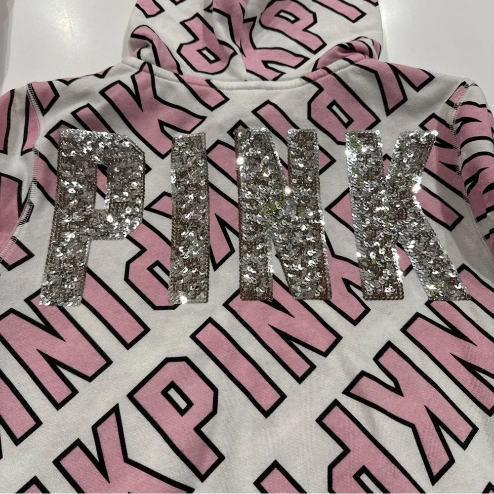 VICTORIA'S SECRET PINK GRAPHIC HOODIE FASHION SHOW FULL ZIP size L - Picture 12 of 12